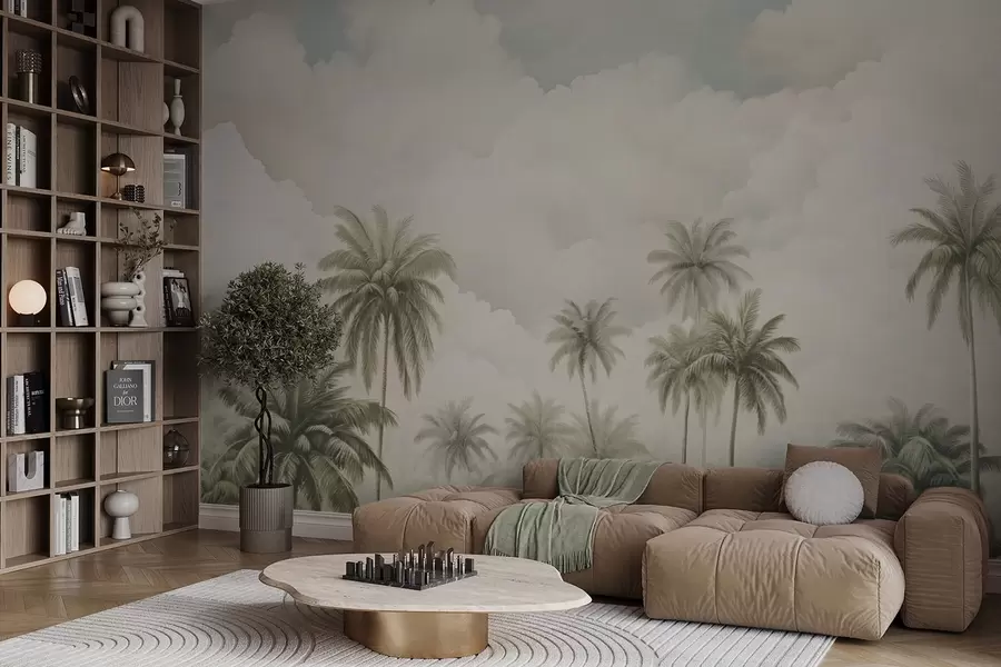 Fototapetes Palmas uz mākoņu fona w04485