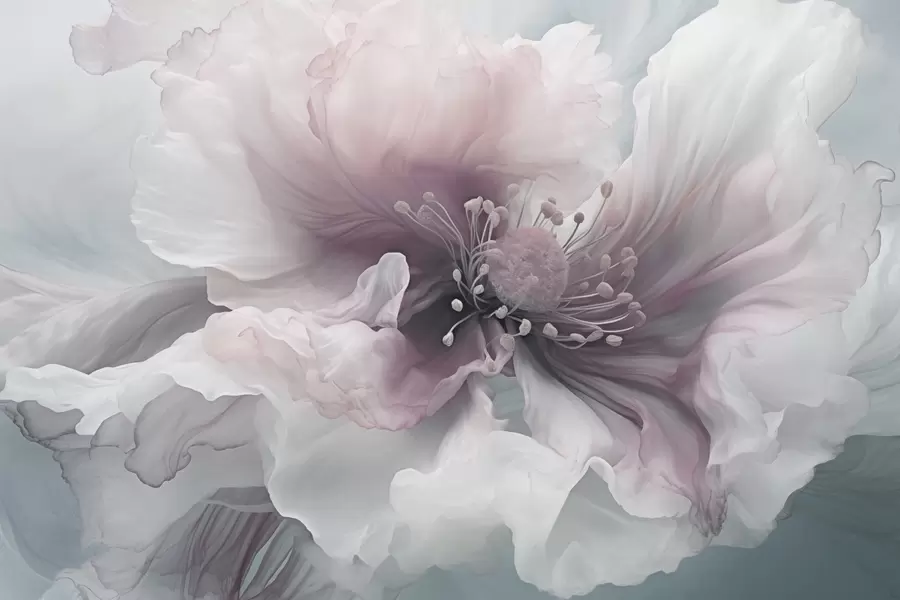 Fototapetes Smalks zieds ar rozā un baltām ziedlapiņām w04446