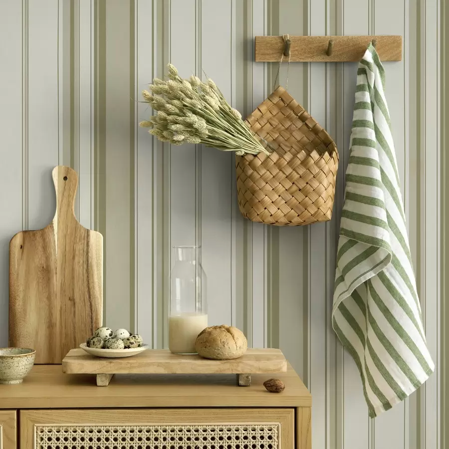 Fototapetes Krēmkrāsas fons ar dažāda platuma pelēkbrūnām svītrām a00521