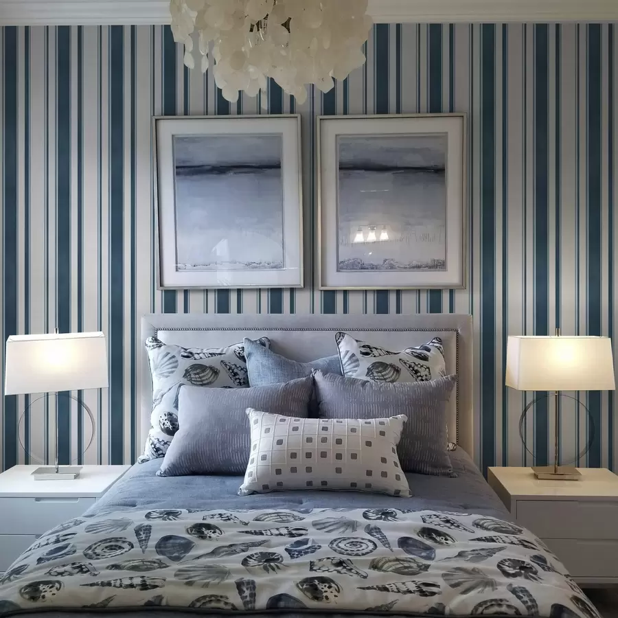 Fototapetes Turkīza svītru kombinācija uz balta fona ar ritmu a00527