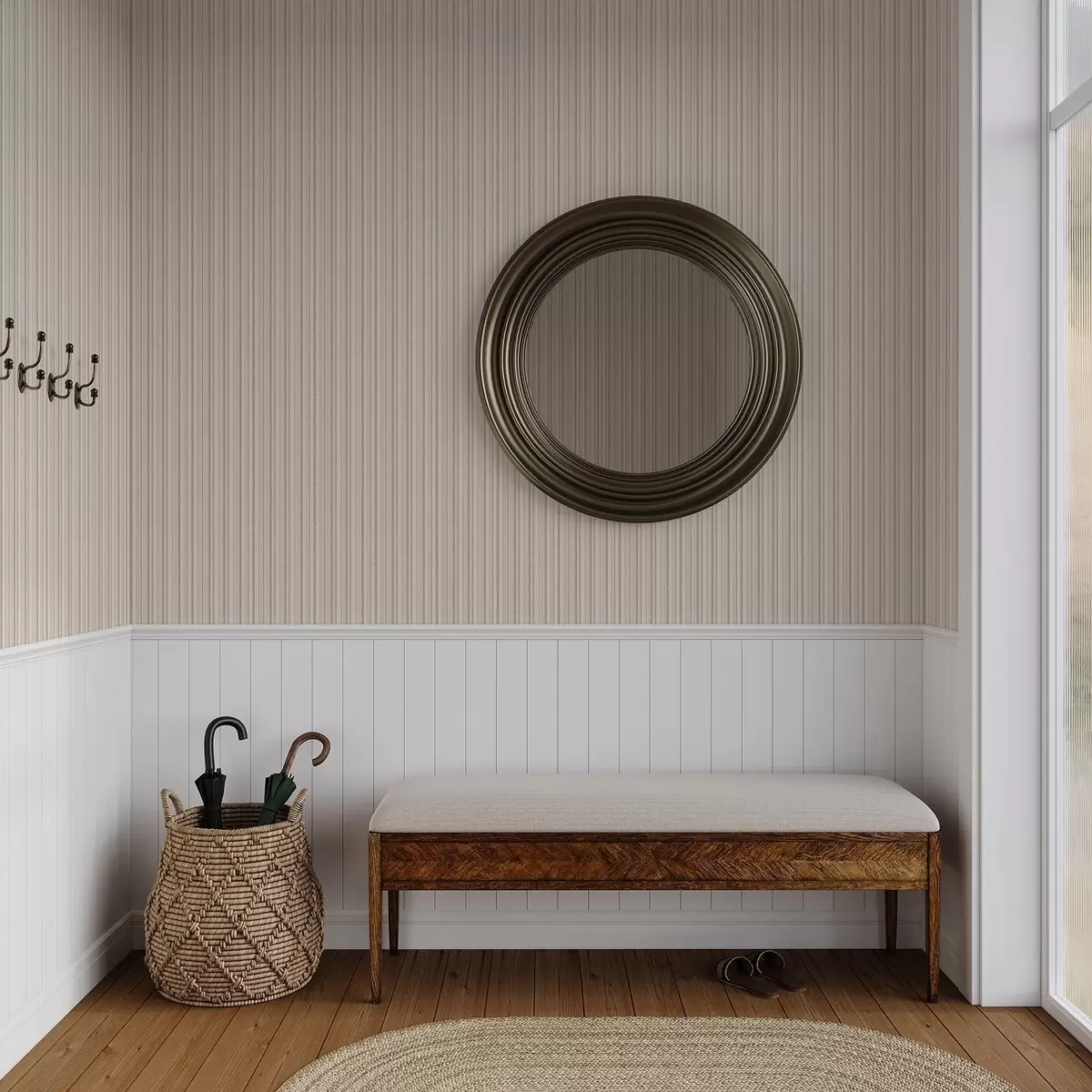 Tapetes Plānas svītras gaiši bēša toņos a00549