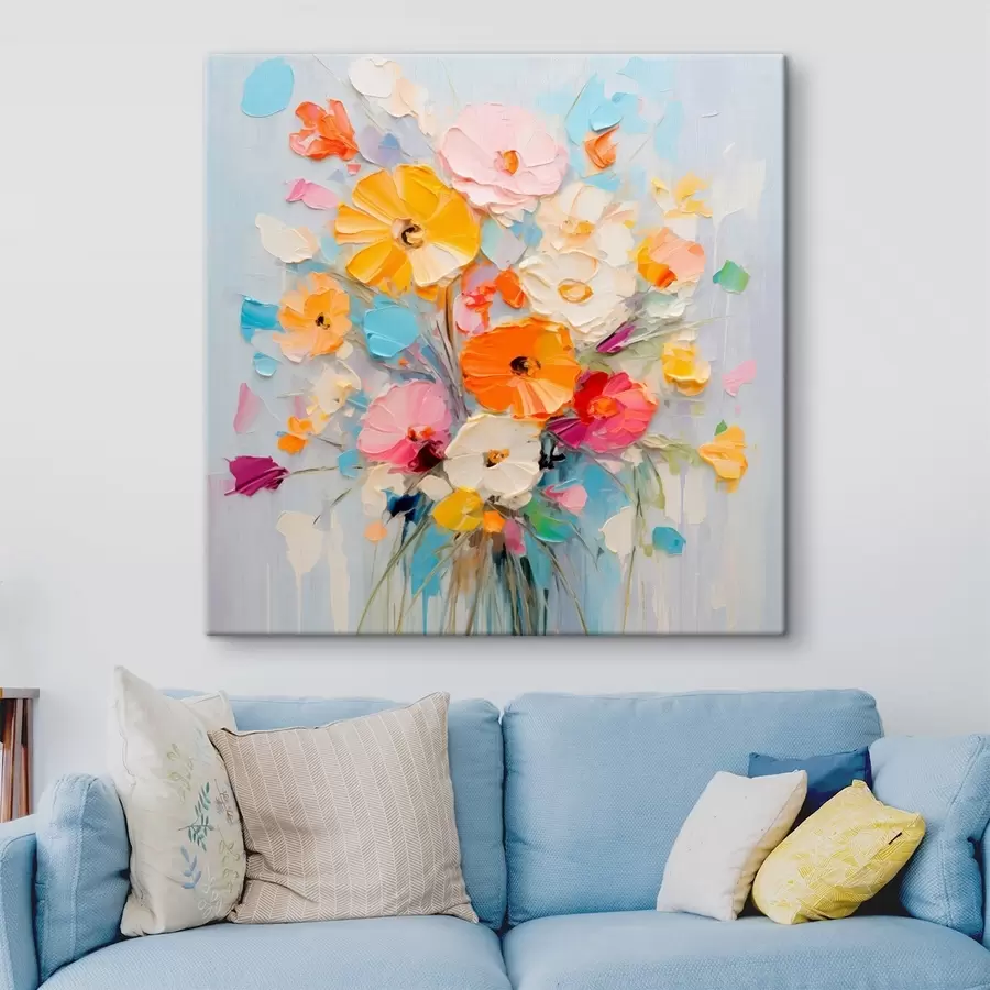 Glezna Ziedu motīvs: abstrakts pušķis pasteļtoņos s45599