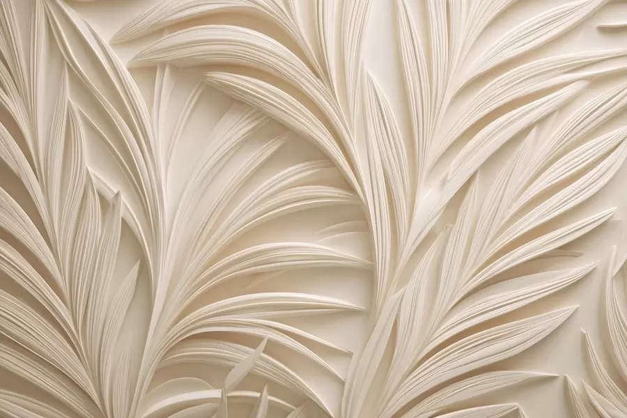 Fototapetes Dekoratīvās smilškrāsas lapas 3D stilā w09351