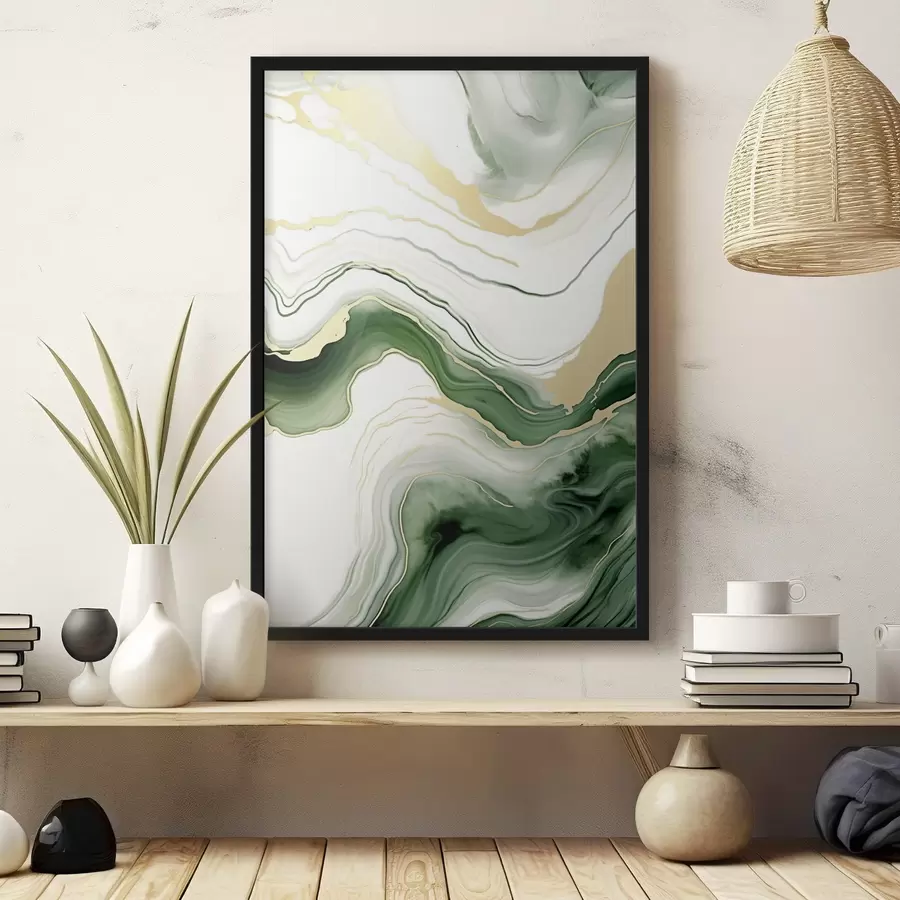 Fototapetes Gaiši zaļa un oranža marmora raksti f45696