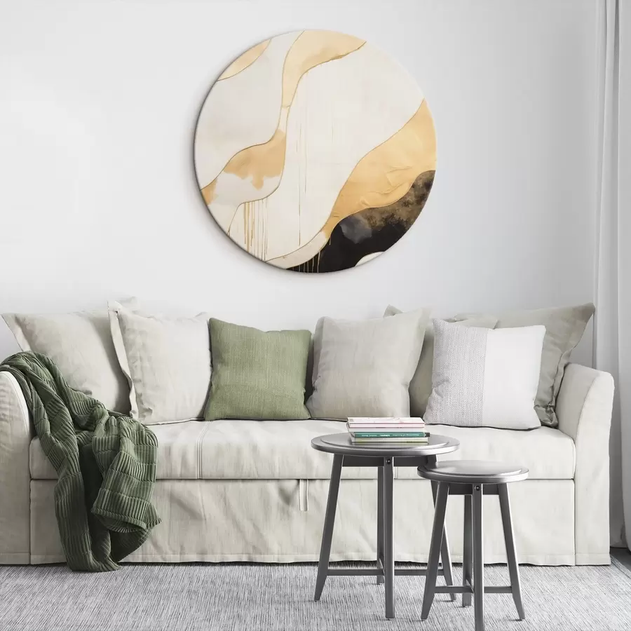 Glezna Abstraktas oranžas un melnas viļņotas līnijas r45694