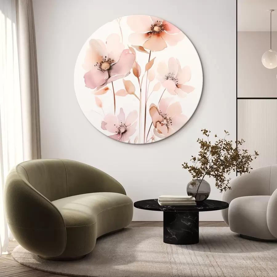 Glezna Akvareļu rozā ziedi uz plāniem kātiņiem r45701