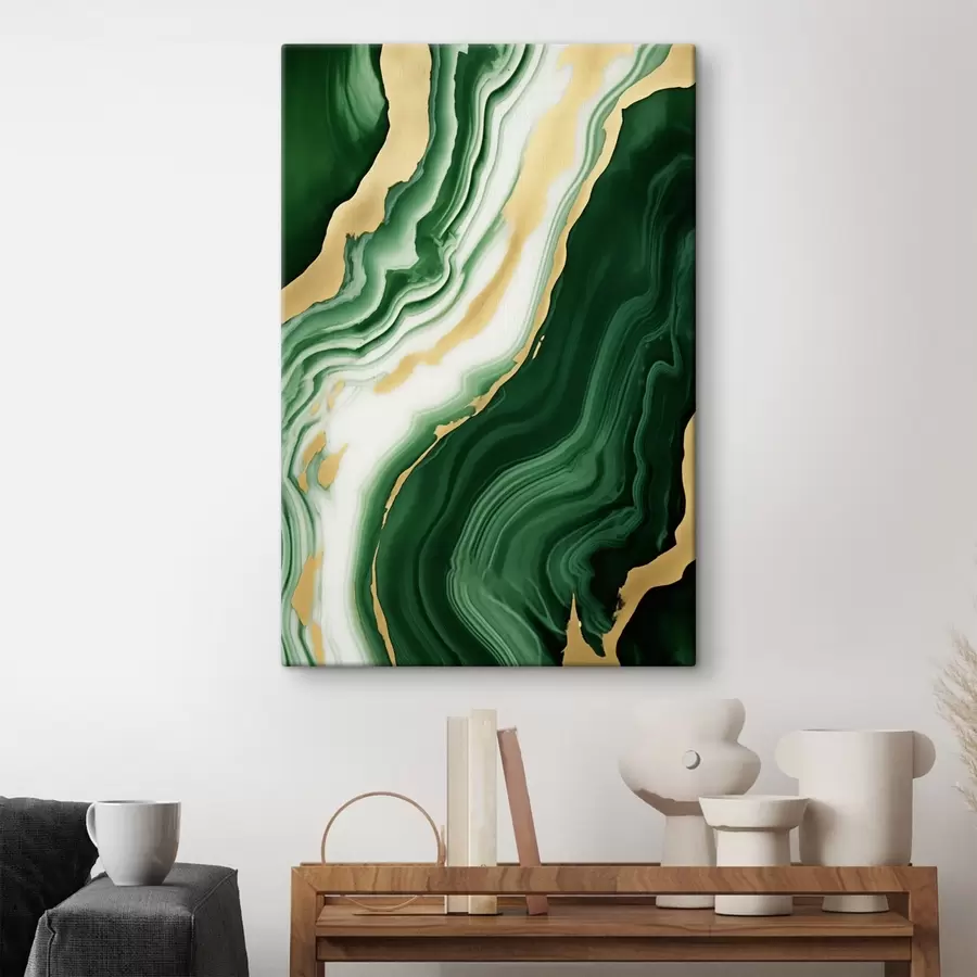 Glezna Zaļa-balta-dzeltena marmora tekstūras s45695