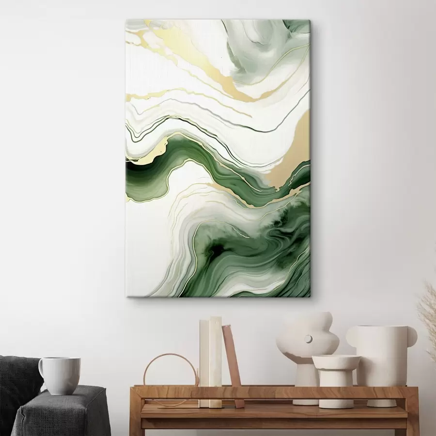 Glezna Gaiši zaļa un oranža marmora raksti s45696