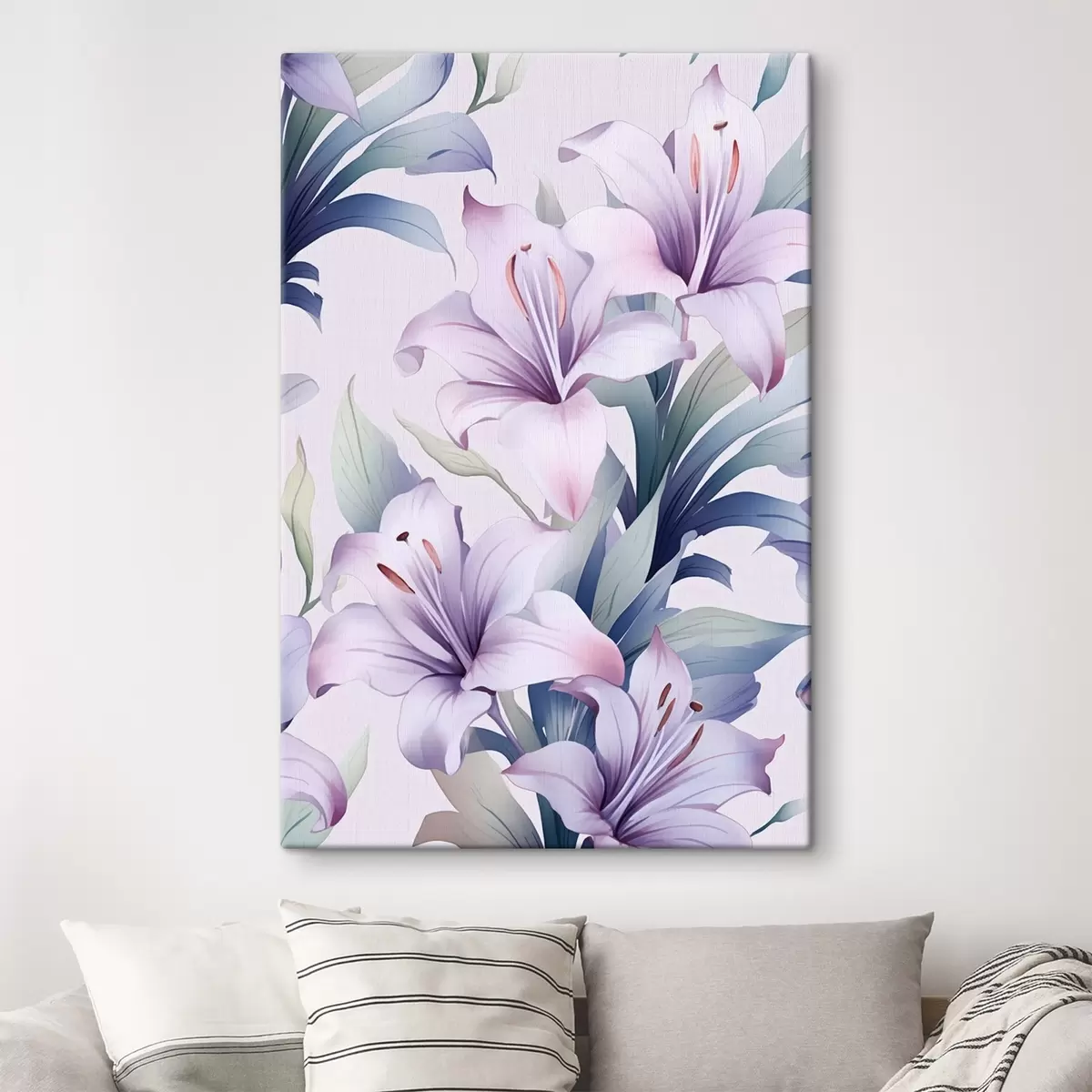 Glezna Lielas rozā-violetas lilijas ar zaļām lapām s45698