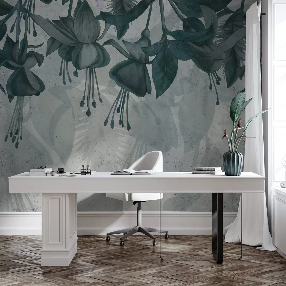 Fototapetes Piekaramie ziedi grunge stilā w04472v1