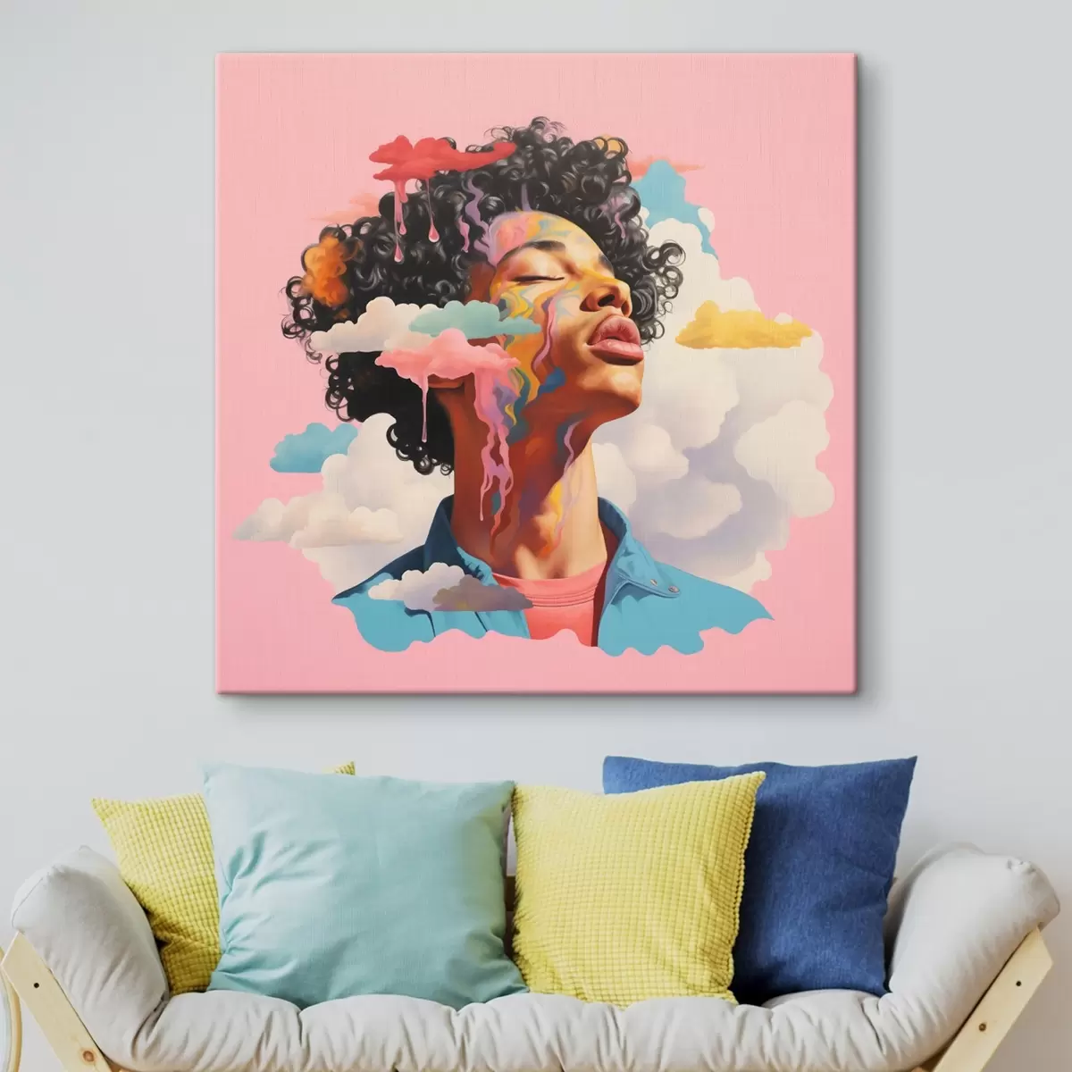 Glezna Sapņotājs mākoņos akvareļu stilā s45636