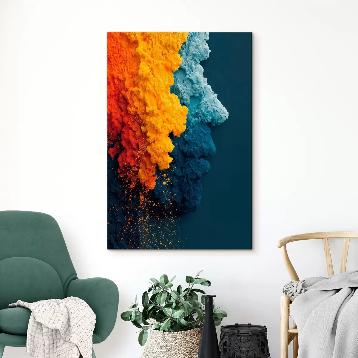 Glezna Dinamisks portrets ar krāsainām krāsām s45638