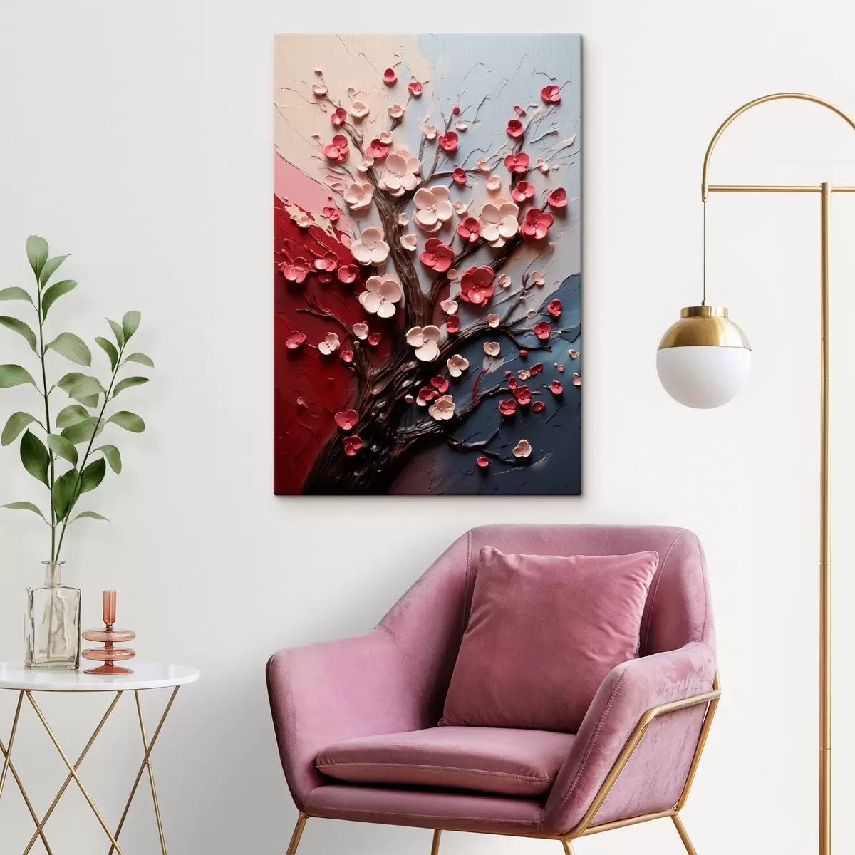 Glezna Teksturētas glezniecības stila apjomīgas sakuras s45650