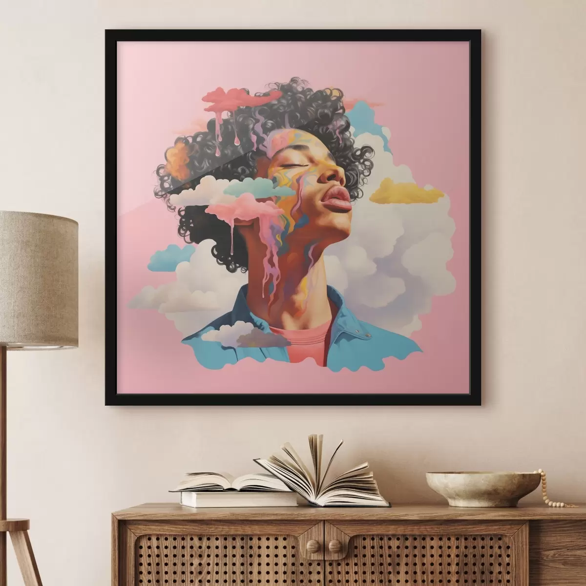 Plakāts Sapņotājs mākoņos akvareļu stilā f45636