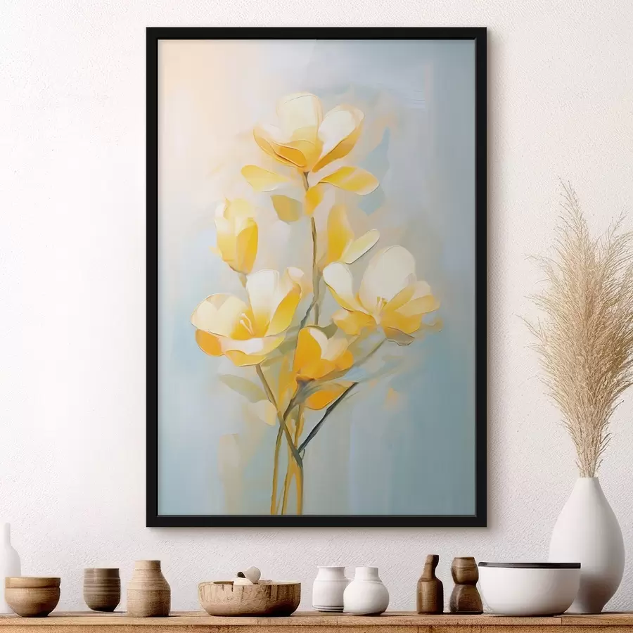 Fototapetes Maigi dzelteni ziedi eļļas gleznošanas stilā f45651