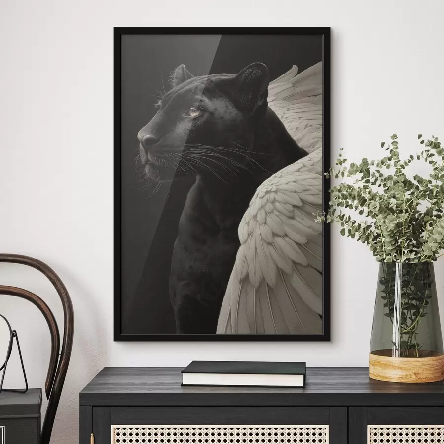 Fototapetes Melnā pantera ar spārniem fantāzijas stilā f45653