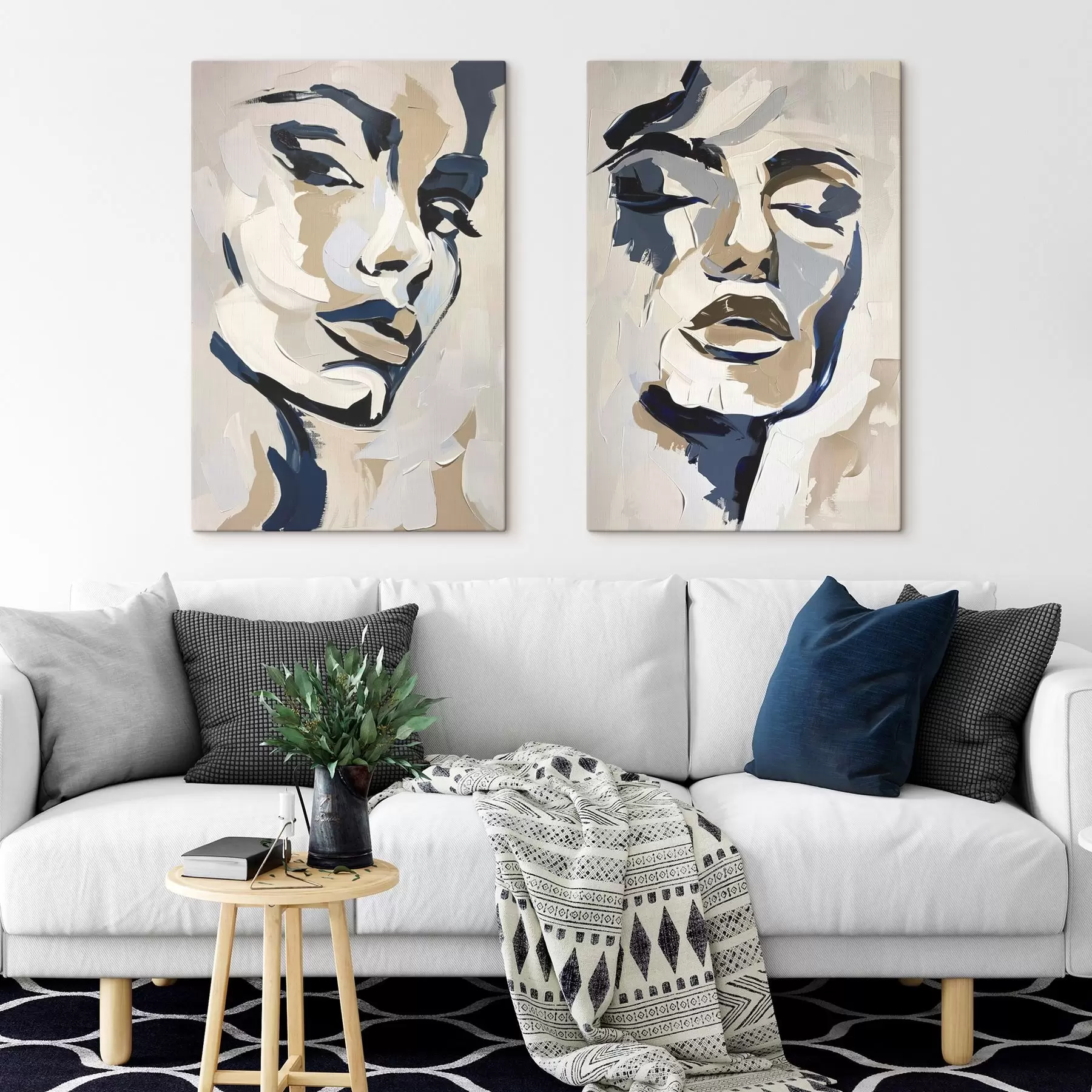 Glezna Abstraktas sieviešu sejas ar imitētiem otu triepieniem m00713