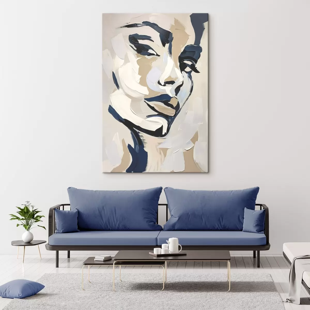 Glezna Abstrakts sievietes portrets ar imitētiem otu triepieniem s45593