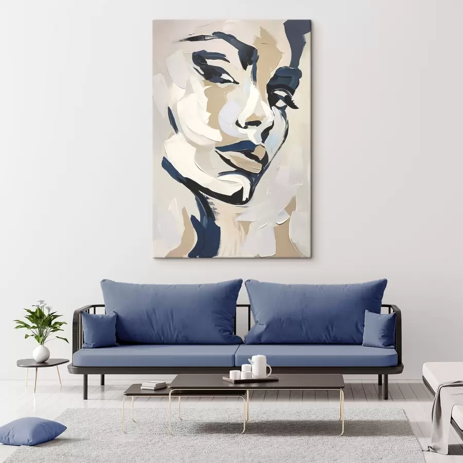 Glezna Abstrakts sievietes portrets ar imitētiem otu triepieniem s45593