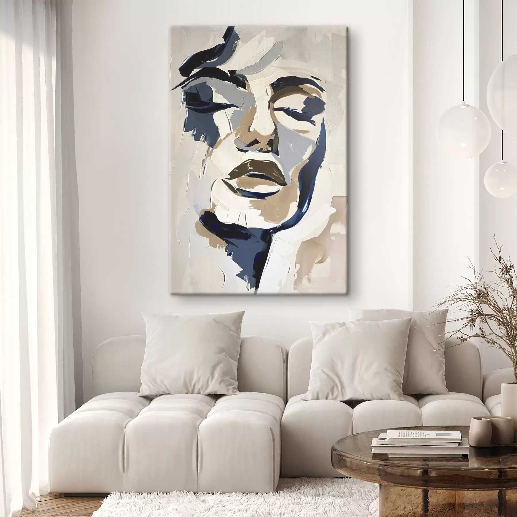 Glezna Abstrakts sievietes portrets ar imitētiem otu triepieniem s45743