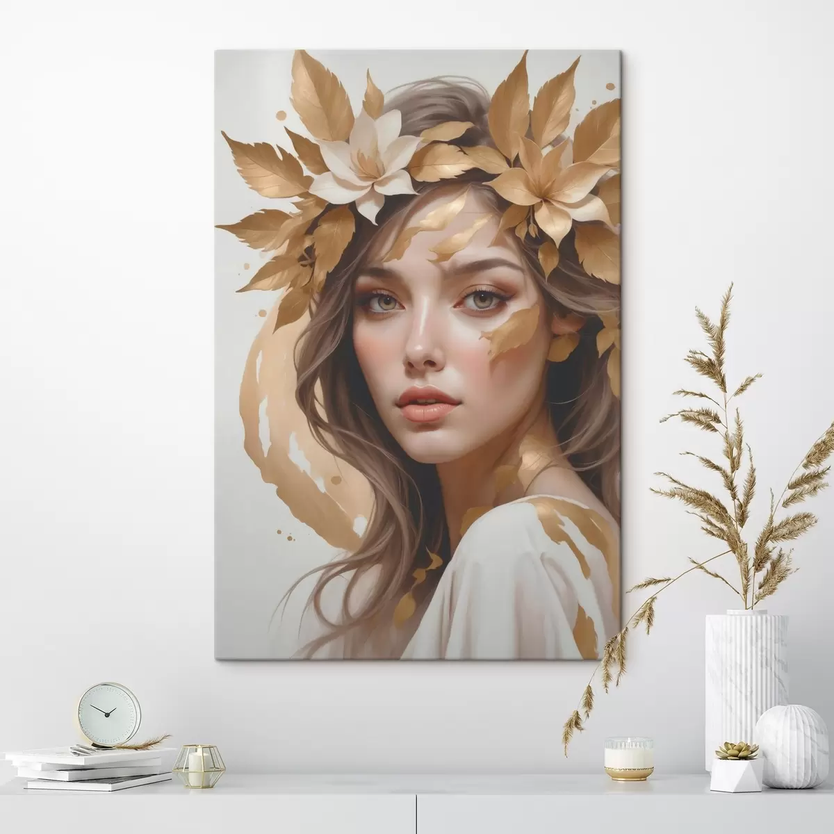 Glezna Sieviete ar lapām matos s45748