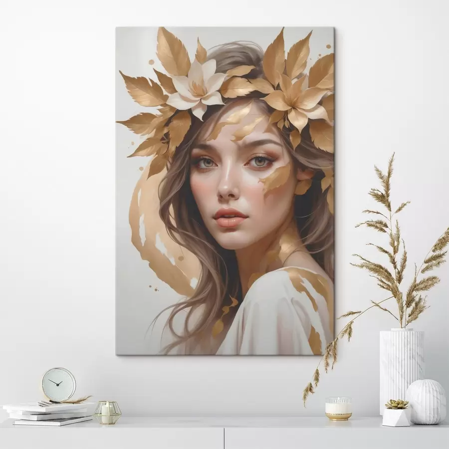 Glezna Sieviete ar lapām matos s45748