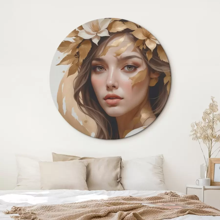Glezna Sieviete ar lapām matos r45748