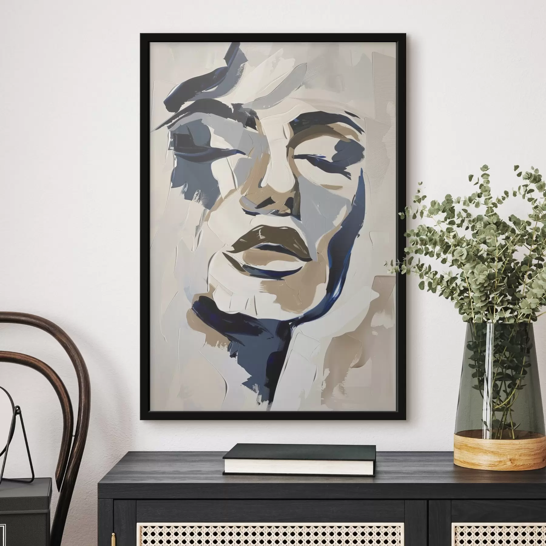 Fototapetes Abstrakts sievietes portrets ar imitētiem otu triepieniem f45743