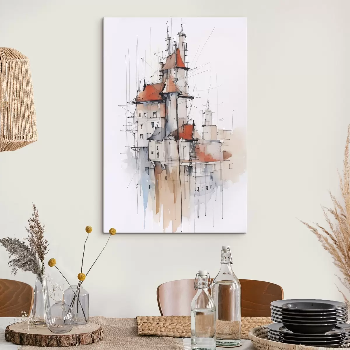 Glezna Māju imitācijas skice un akvareļgleznojums s45764