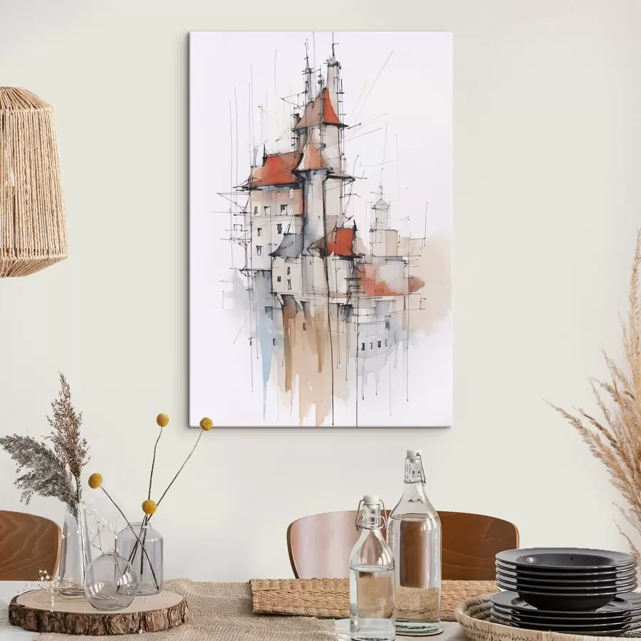 Glezna Māju imitācijas skice un akvareļgleznojums s45764