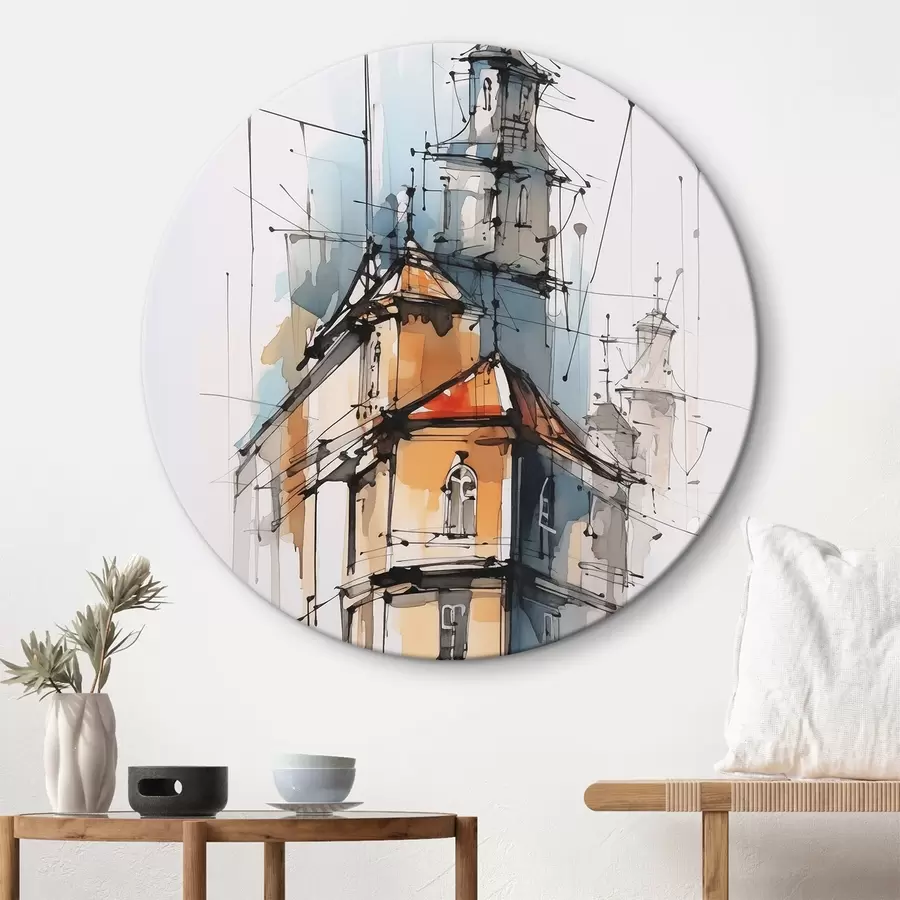 Glezna Māju imitācijas skice un akvareļgleznojums r45765