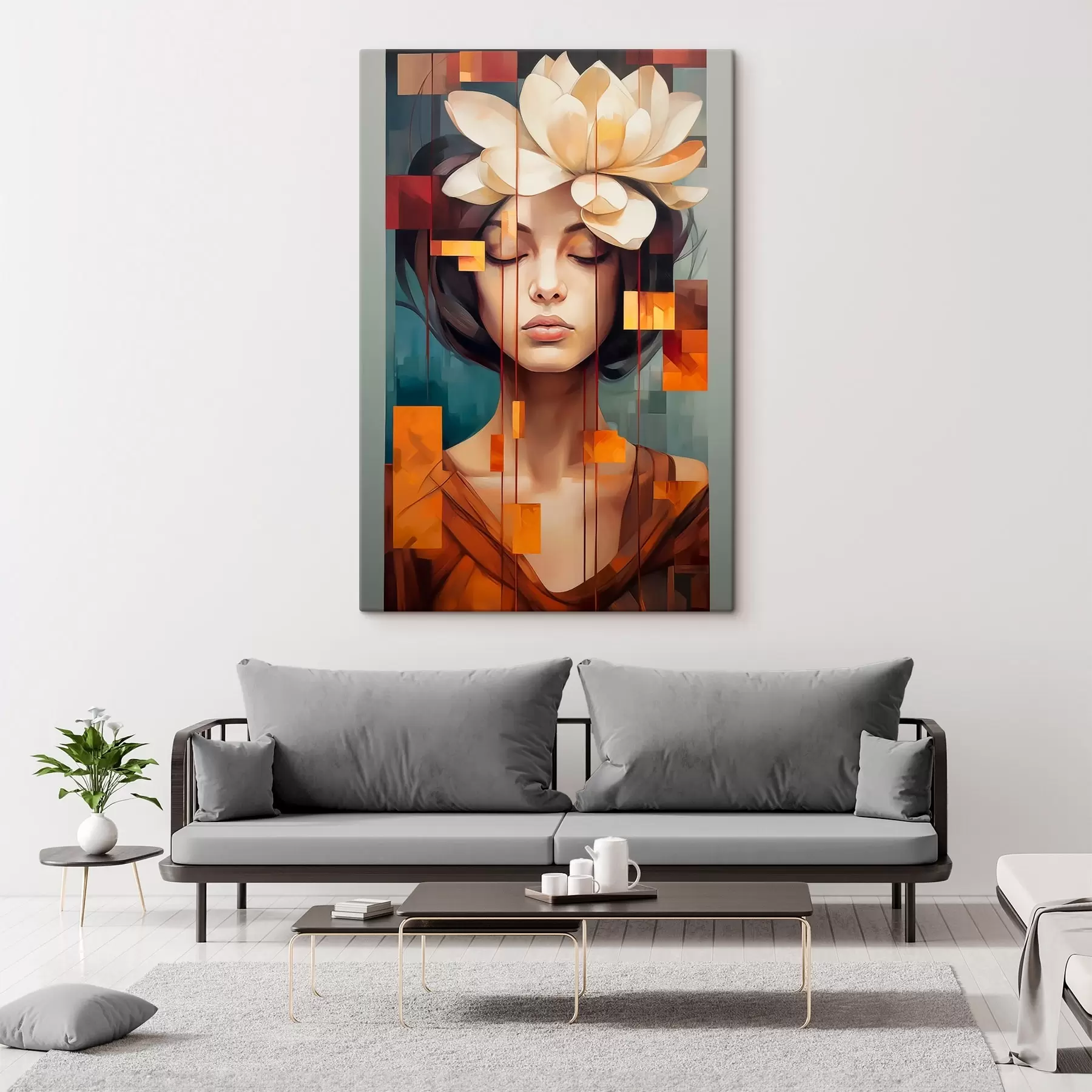 Glezna Sieviete ar ziedu s45796