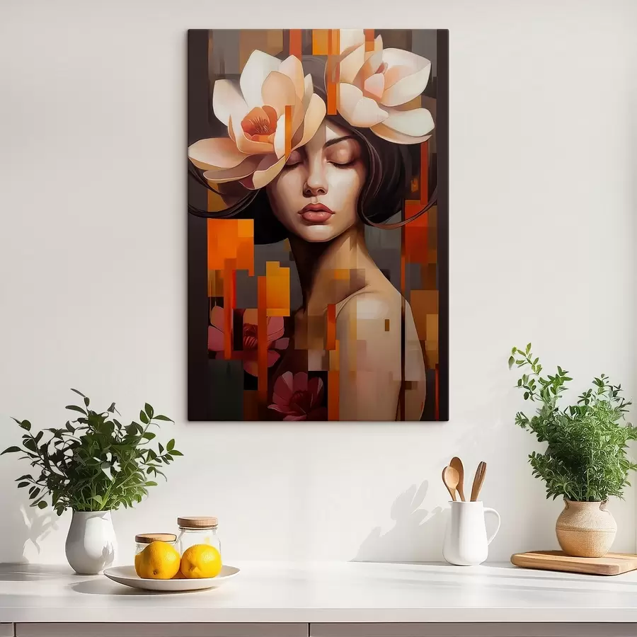 Glezna Sieviete ar ziedu s45797