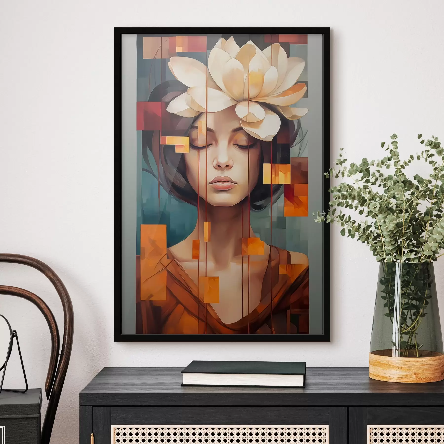 Fototapetes Sieviete ar ziedu f45796