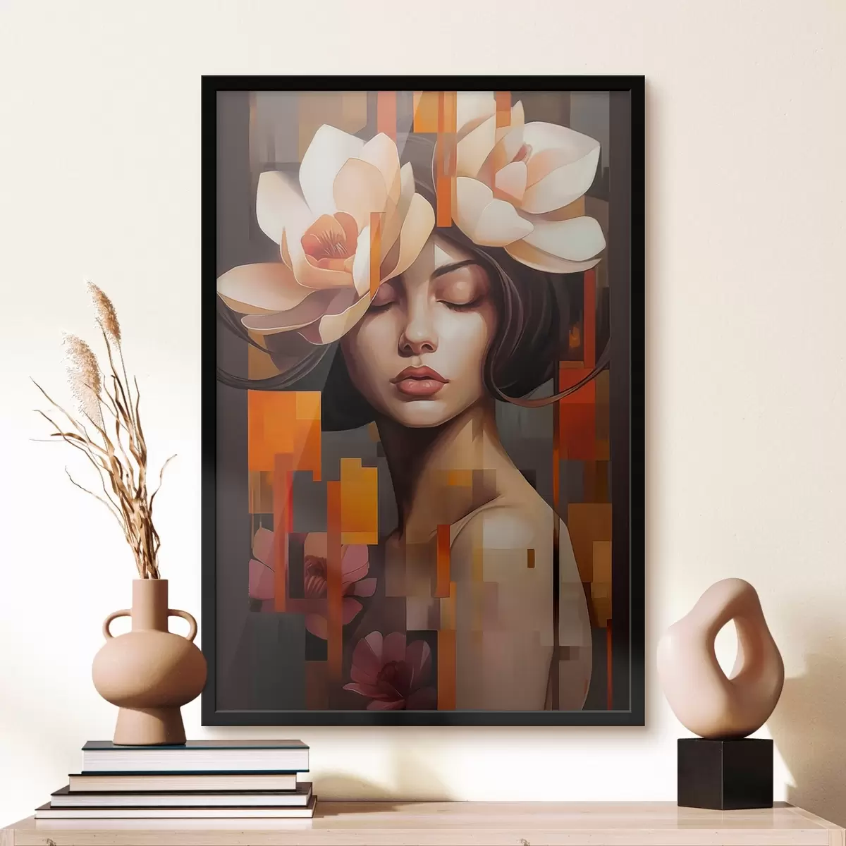 Plakāts Sieviete ar ziedu f45797