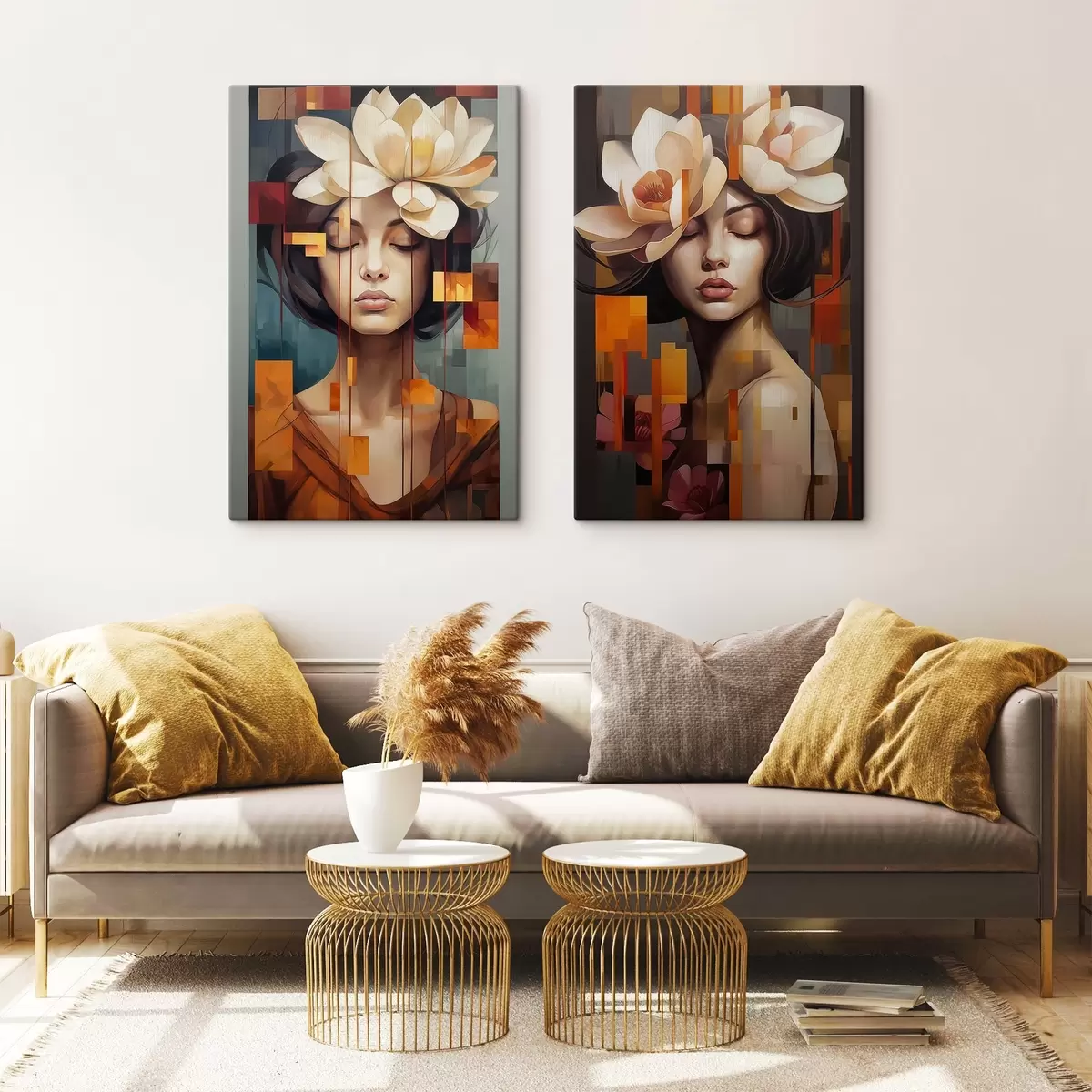 Glezna Sieviete ar ziediem m00734