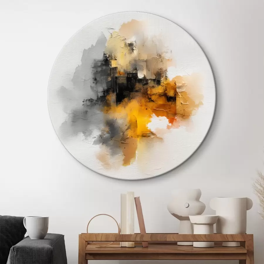 Glezna Abstrakta kompozīcija oranžos un pelēkos toņos ar faktūru r45238