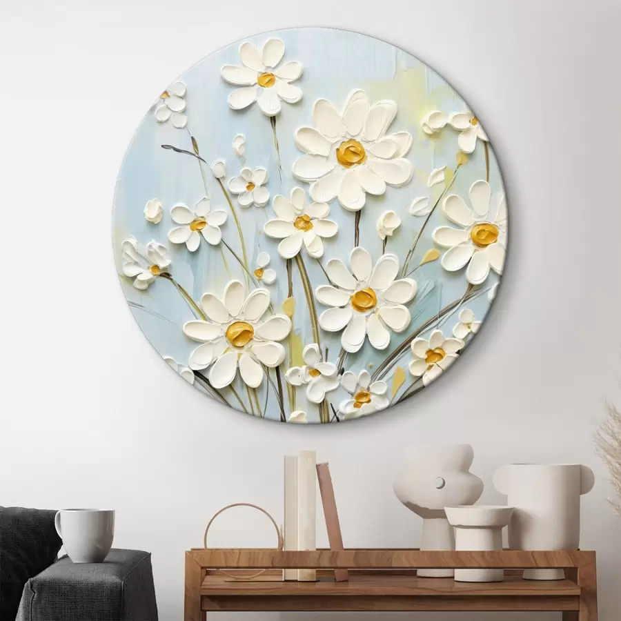 Glezna Fakturētas margrietiņas: impasto māksla ar izteiksmīgiem otas triepieniem r45266