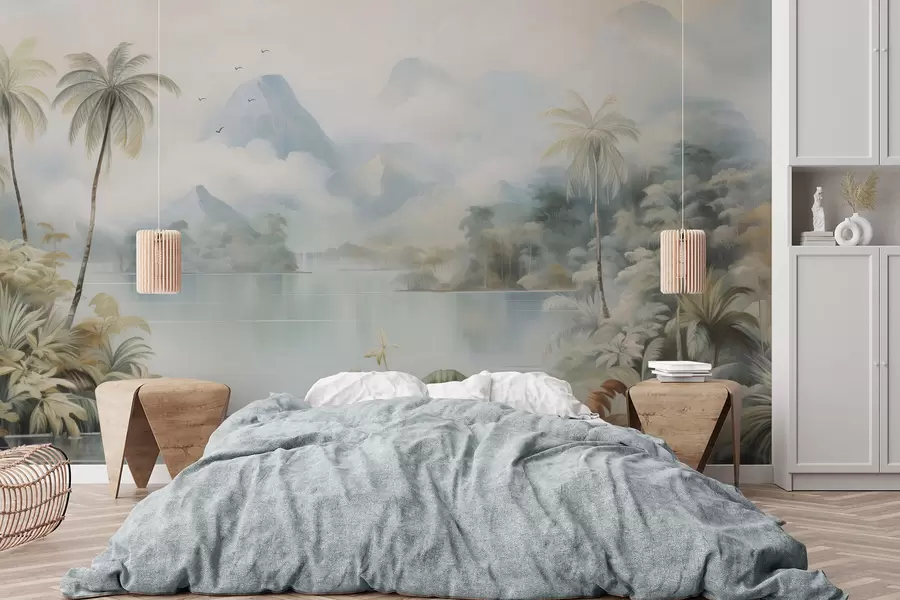 Fototapetes Upe džungļos netālu no kalniem w04536