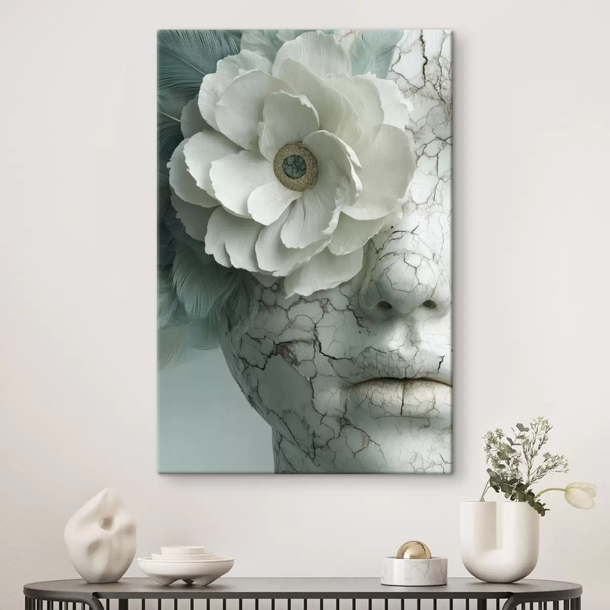 Glezna marmora meitenes seja ar ziedu s45709