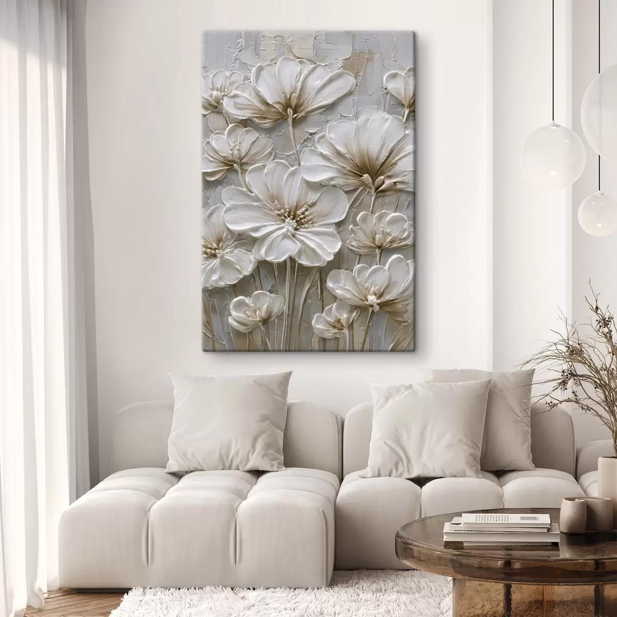 Glezna krēmkrāsas ziedi ar imitētu impasto stilu s45712