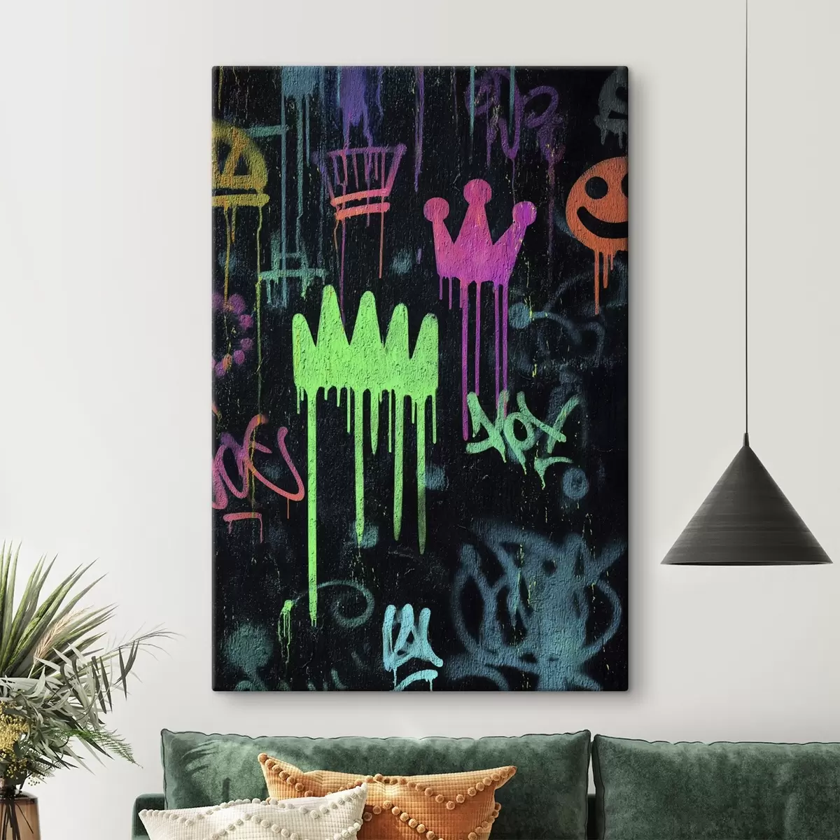 Glezna spilgti ielu grafiti uz tumša fona s45718