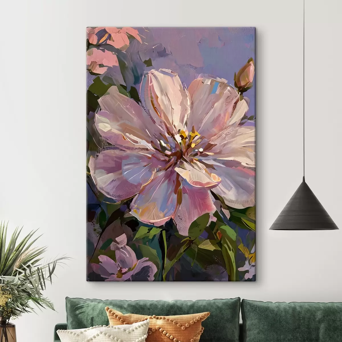 Glezna rozā ziedi eļļas gleznas stilā s45723