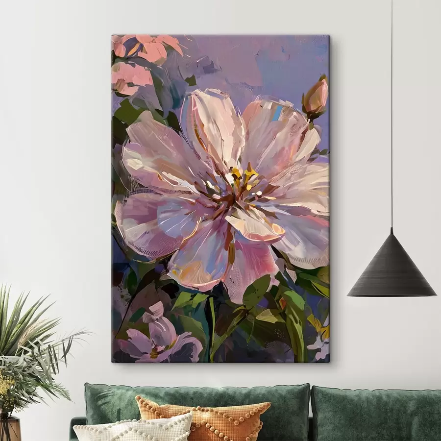 Glezna rozā ziedi eļļas gleznas stilā s45723