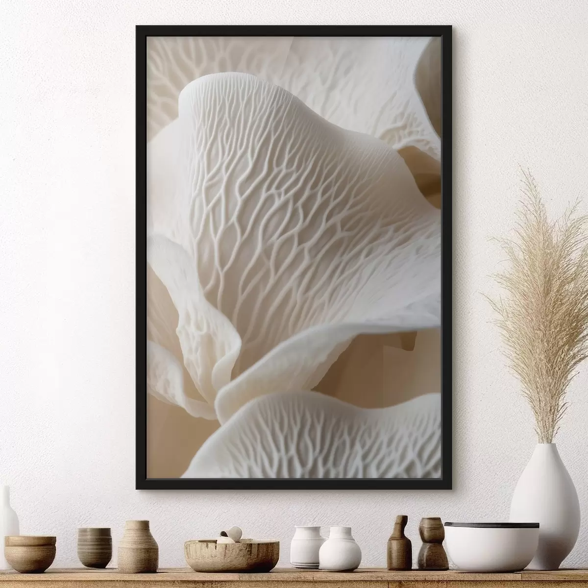 Plakāts ziedlapiņas ar vēnām smilškrāsā tonī f45704