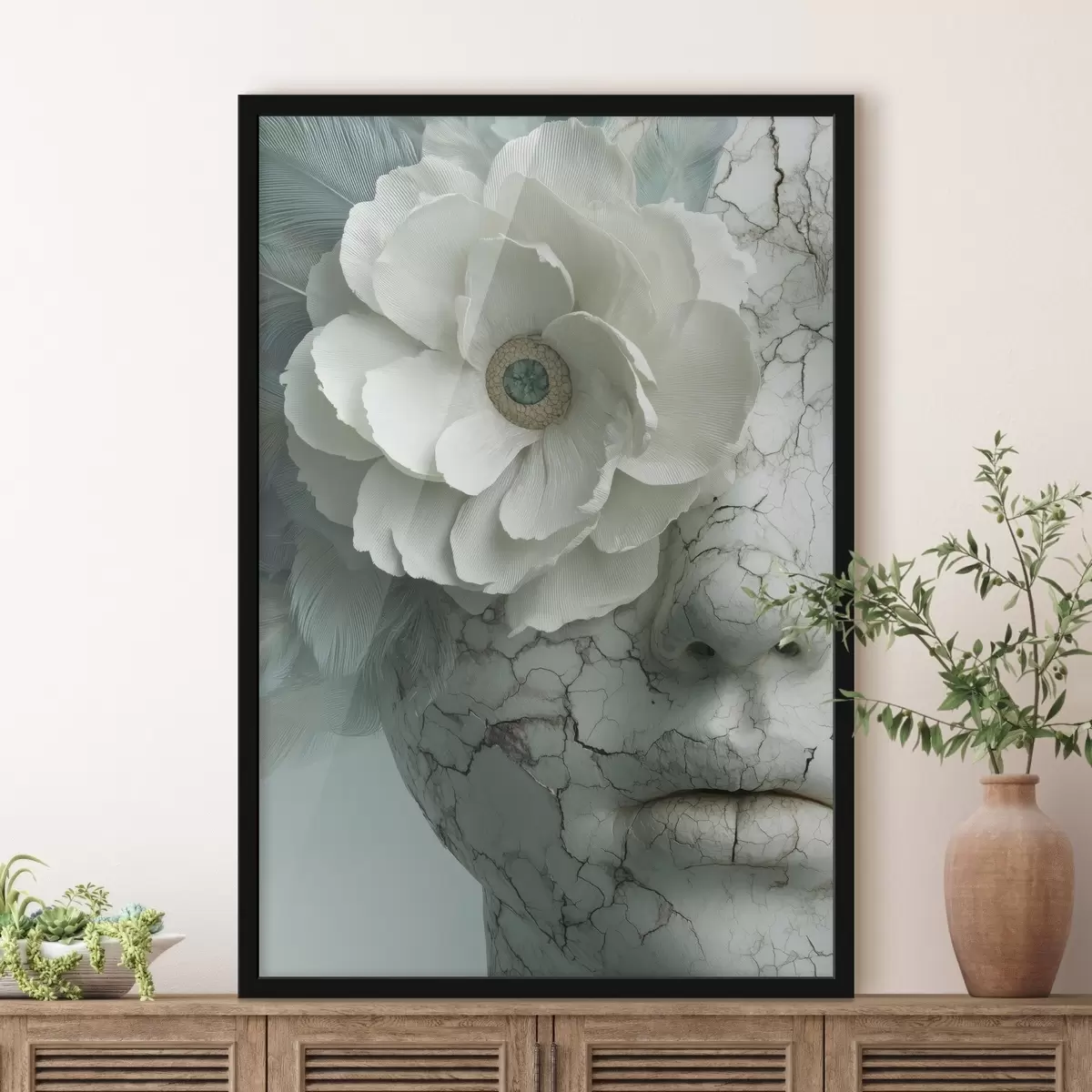 Plakāts marmora meitenes seja ar ziedu f45709