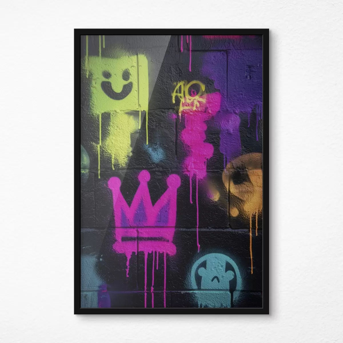 Plakāts spilgti ielu grafiti uz tumša fona f45717