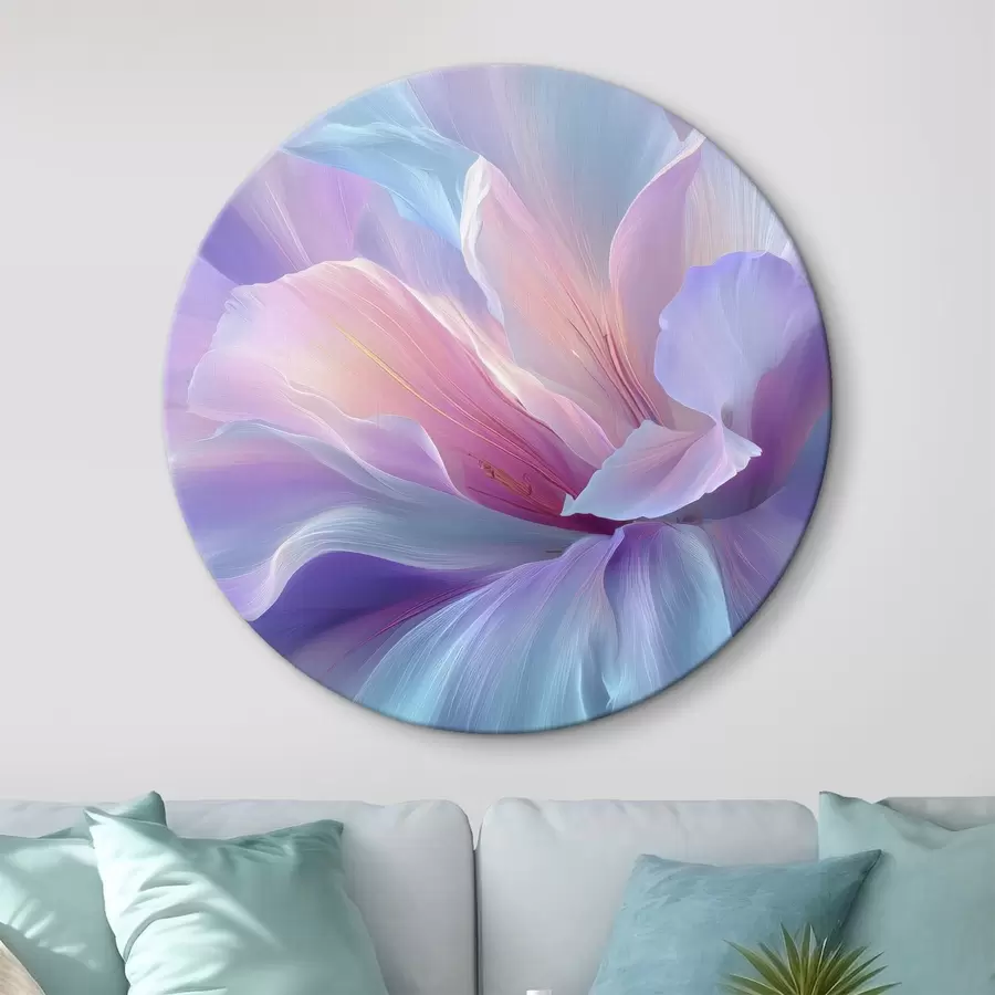 Glezna delikāts fantāzijas zieds ar ziedlapām violetos, zilos un rozā toņos. r45710