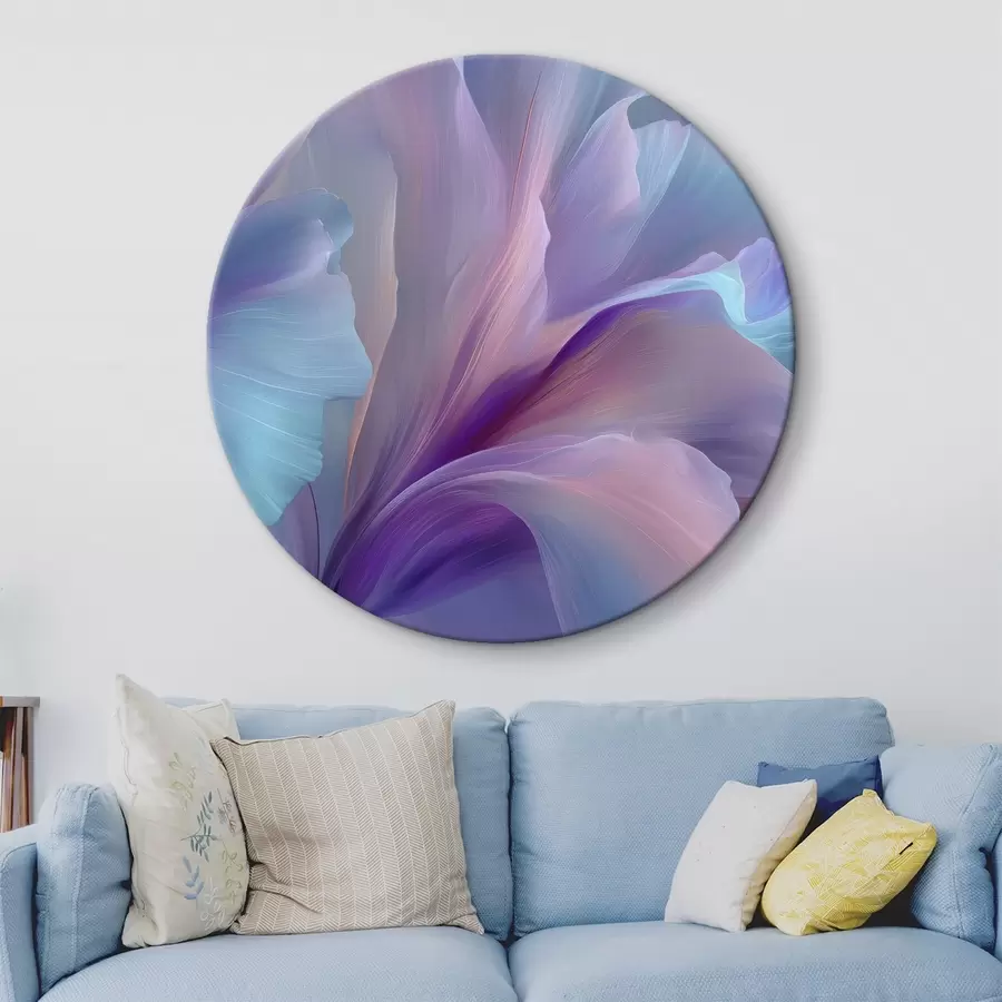 Glezna delikāts fantāzijas zieds ar ziedlapām violetos, zilos un rozā toņos r45711