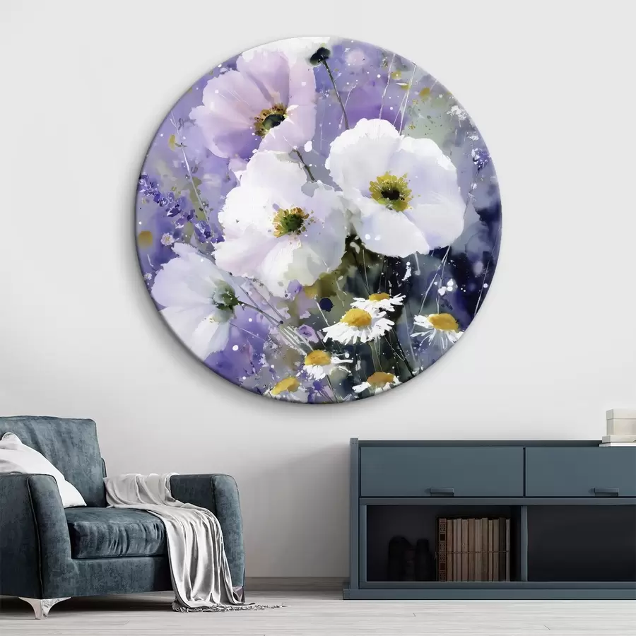 Glezna akvareļu pušķis violetos un baltos toņos r45719